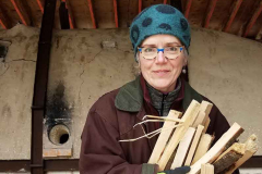 Maureen Mills gathers wood for the New Hampshire Institute of Art (NHIA) Fushigigama (wonder kiln) in Sharon, New Hampshire, 2018.