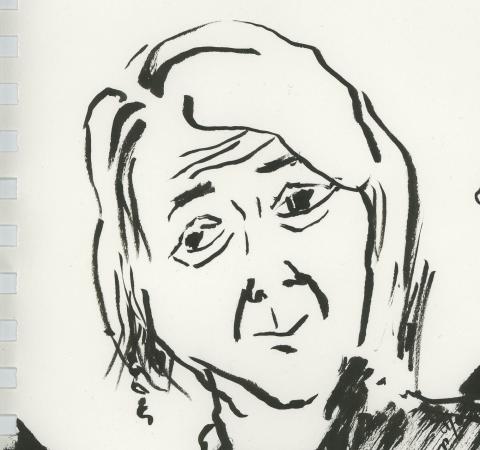 Drawing of Janet Koplos by Jane Mason
