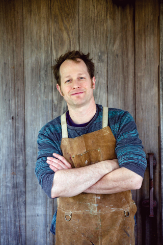 Jonathan Mess outside his home studio. Photograph by Erin Little, May 2015.