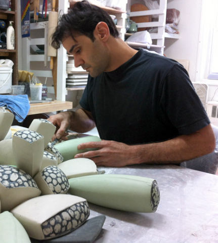 Frank Saliani working in his studio, Brooklyn, NY.