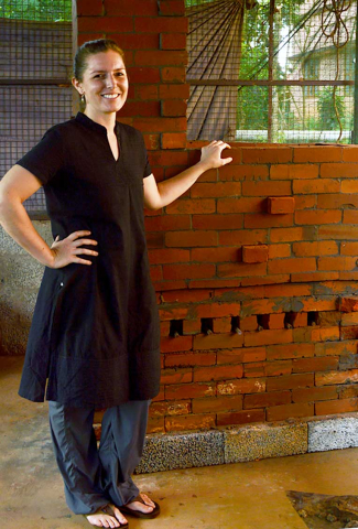 Meaghan Gates standing by the newly built kiln, Mananthavady, India, 2015. Photo by Jaya Kumar K. Meaghan Gates standing by the newly built kiln, Mananthavady, India, 2015. Photo by Jaya Kumar K.