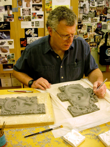 Richard Notkin in his studio. Richard Notkin in his studio.
