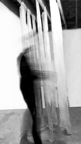 Image info: eM and glazed toilet paper in the studio in process, 2021 photo credit: Danny McGarry