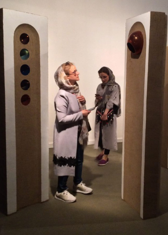 Jillian Echlin at an exhibition of artwork by Abbas Akbari, 2017. Jillian Echlin at an exhibition of artwork by Abbas Akbari, 2017.