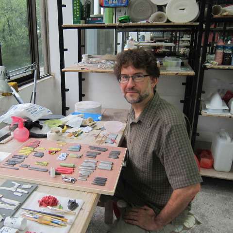 Paul Leathers in his studio, 2013. Photograph by Trudy Golley.