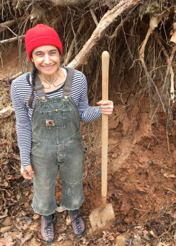 Melissa Weiss digging clay in northwest Arkansas. 