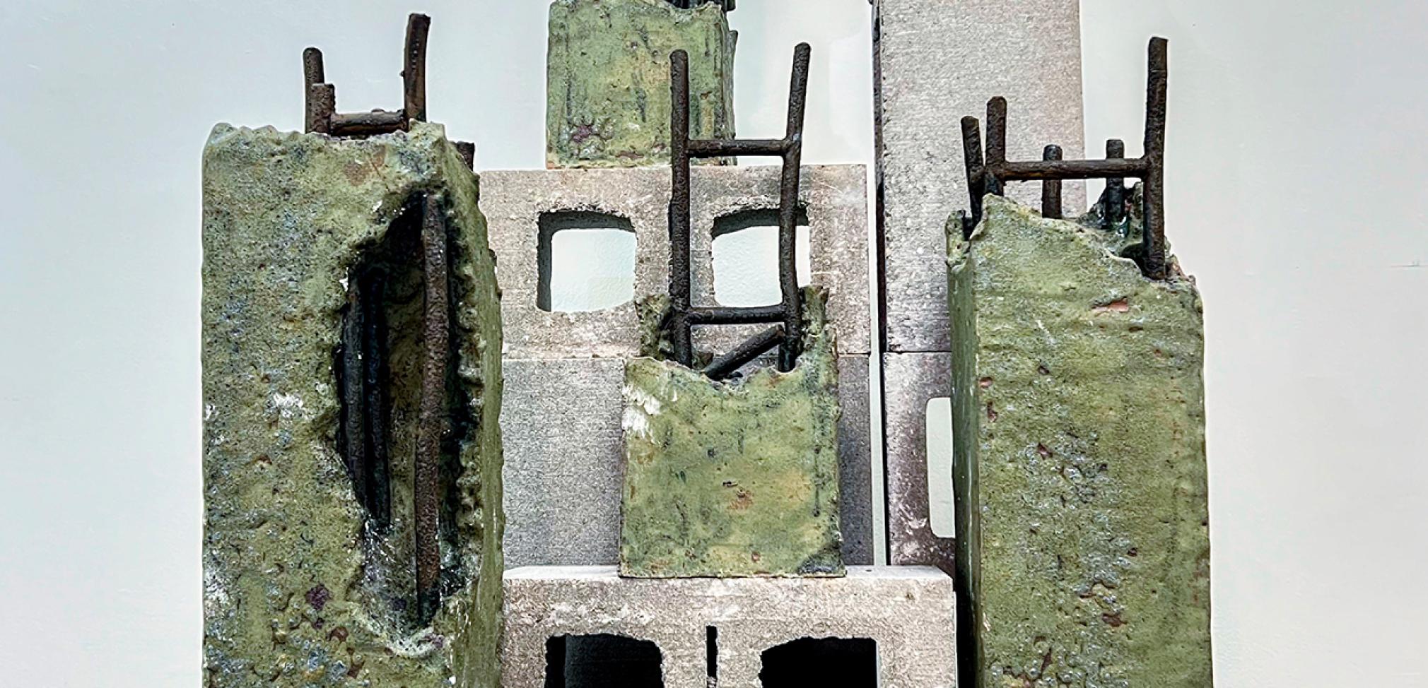 Rosemond Nyamewaa Van-Ess, “Strength of a Woman”, 2025, earthenware clay, lava glaze and beads glaze, 32” x 16” x 18”, Photo credits: Ross Junior Owusu.