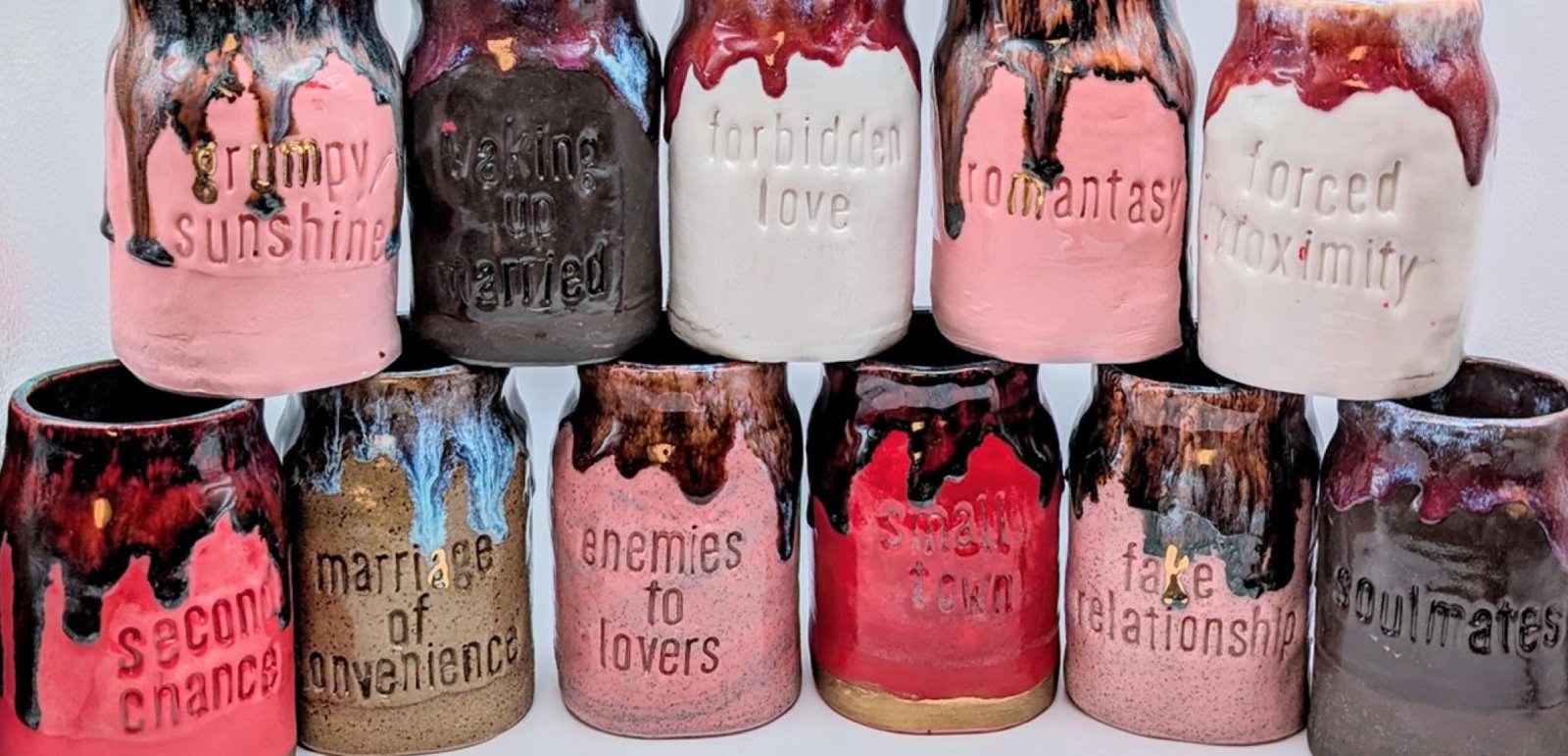 Romance Trope Jars, clay and glaze, 2026