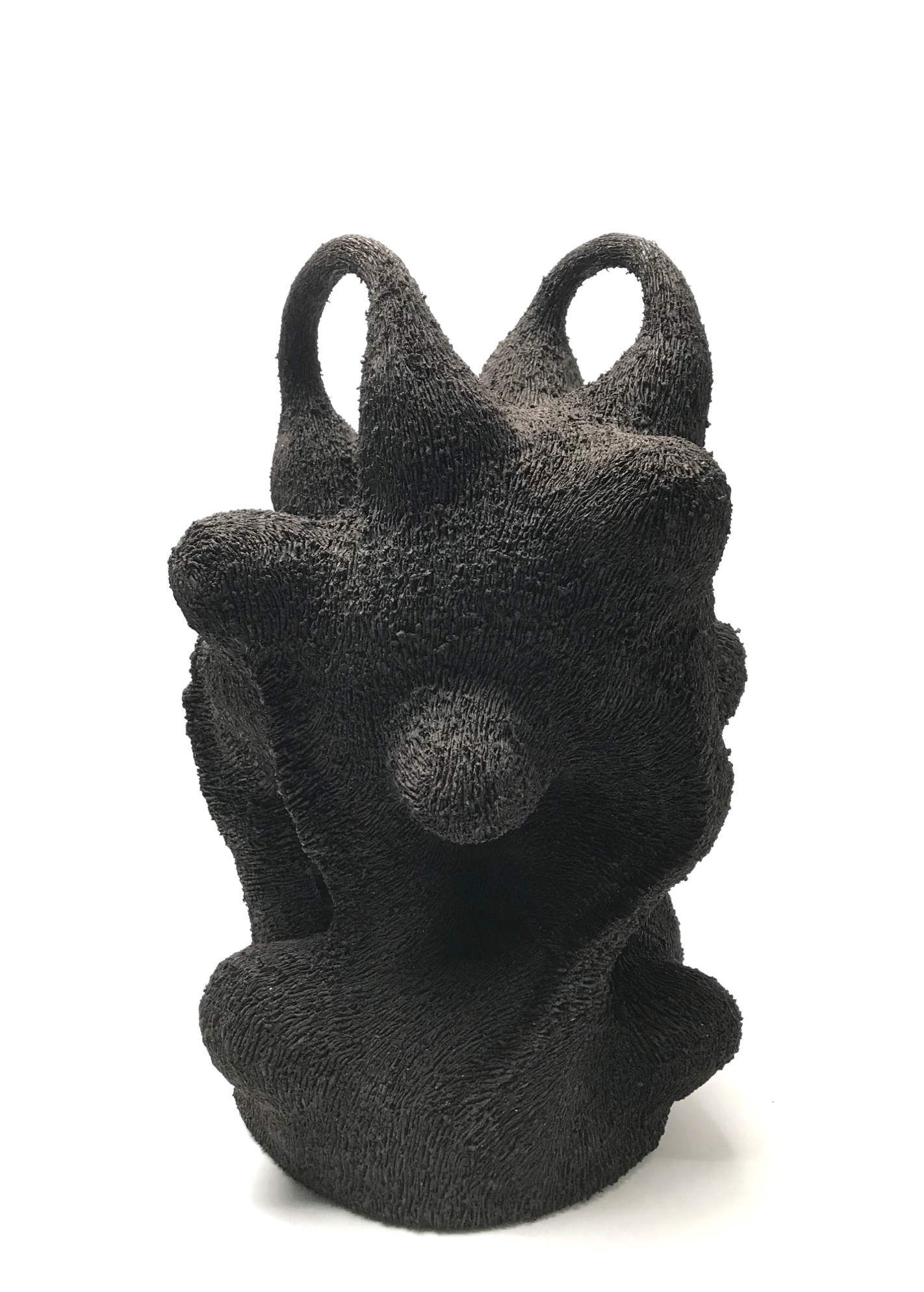 Handle. Ceramic, black clay body, 15.5x10x10, 2019. Photo credit: Donté K. Hayes