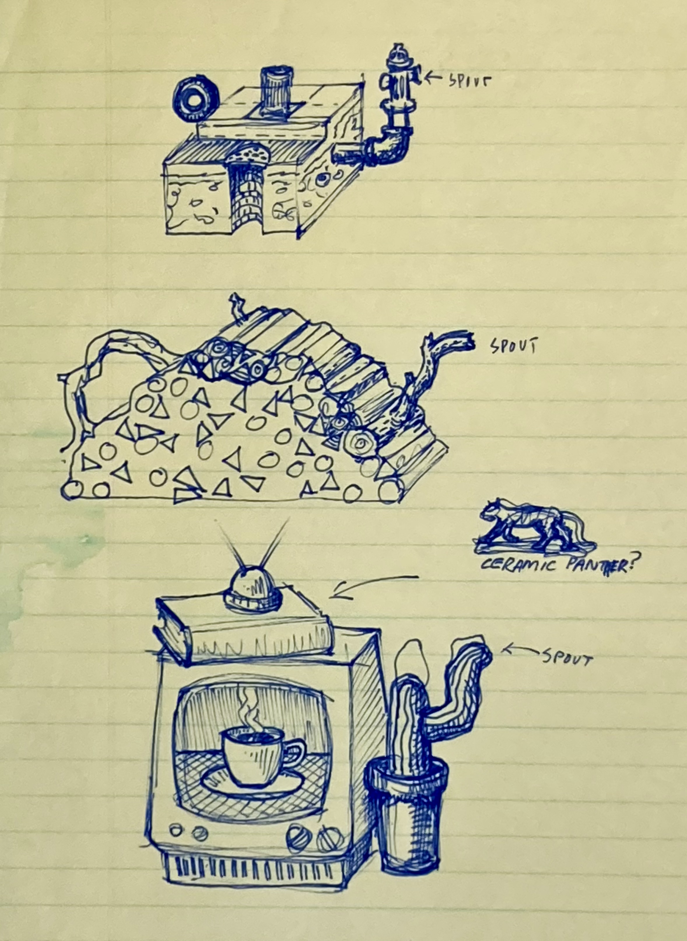 Conceptual teapot sketches, circa 1983. Photo courtesy of Richard Notkin.