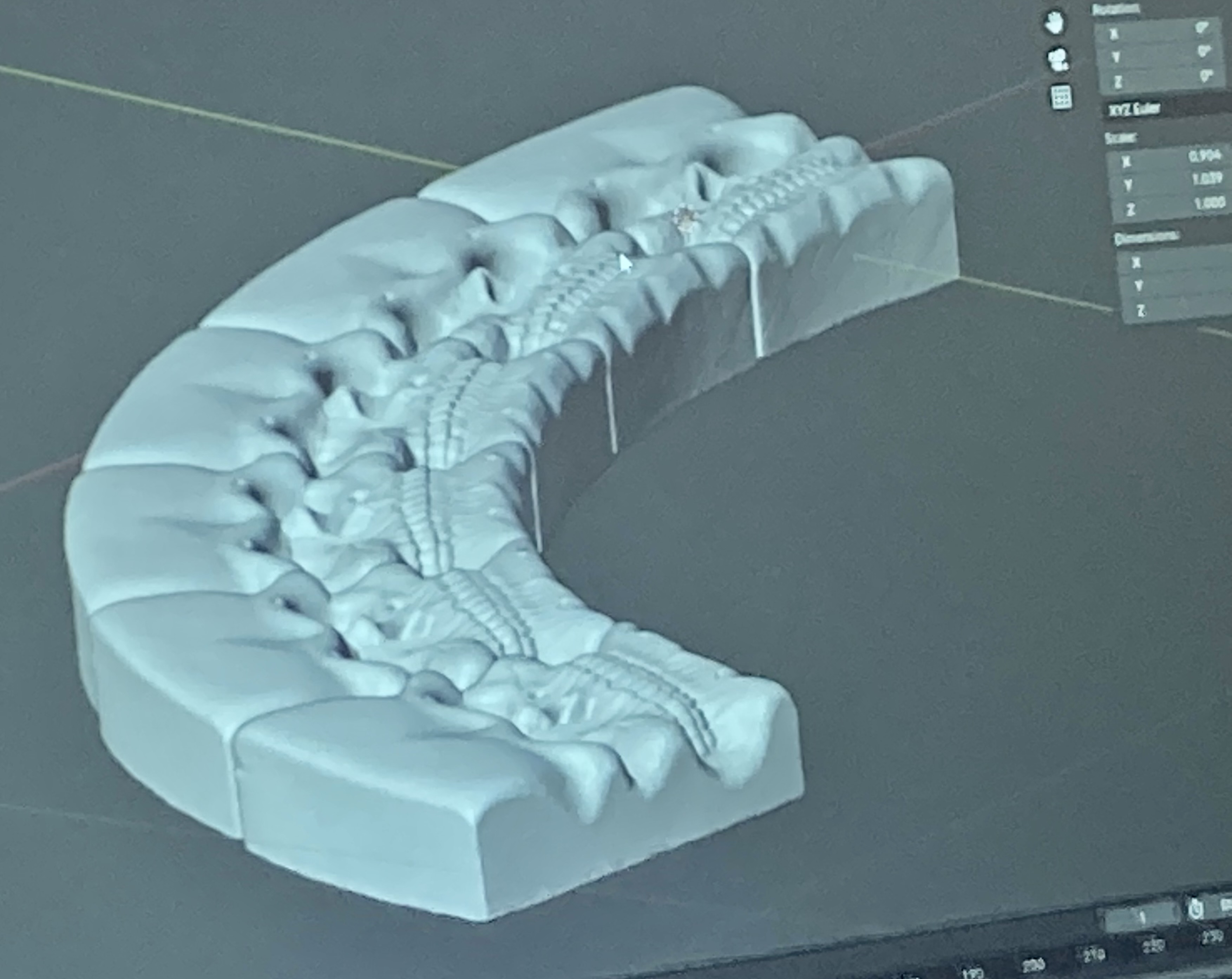 Digital model of arched Cube Skull Tiles, Beal Studio, KCAI,  2024. Photo courtesy of Richard Notkin.