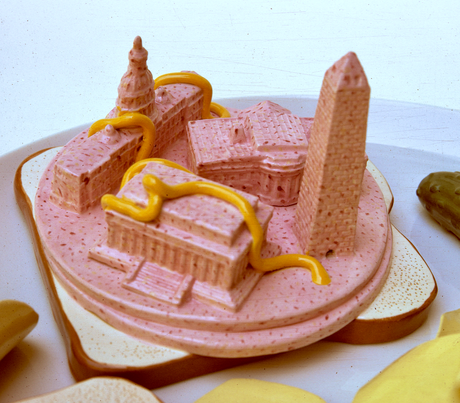 Washington Baloney (detail), 1970, ceramic, glaze 3 x 12 x 12. Photo courtesy of Richard Notkin.